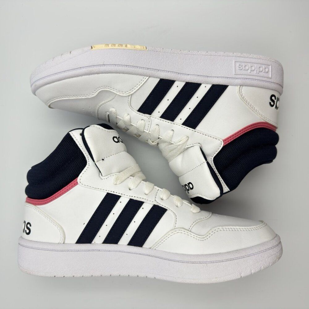 Adidas Hoops 3.0 Mid Womens 7.5 White Black GW5455 NWOB - Picture 5 of 8